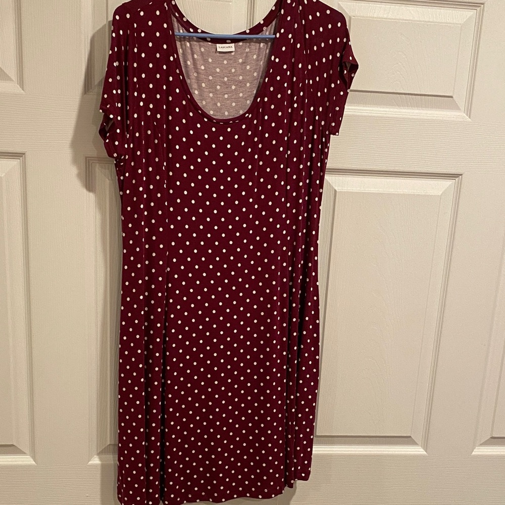 Polka Dot Burgundy Dress